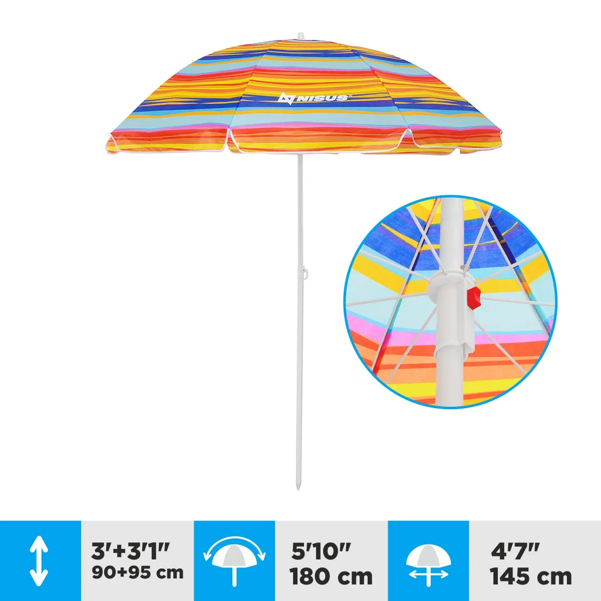 4 ft, 5 ft  Bright Folding Beach Umbrella with Carry Bag