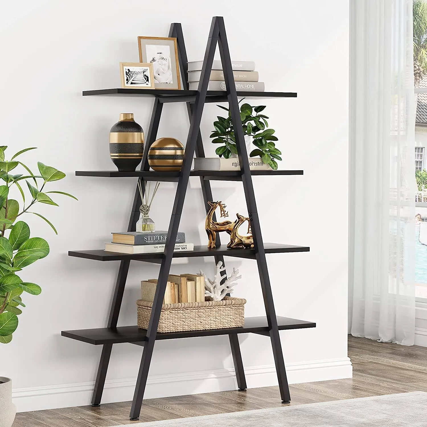 4-Tier Bookshelf Industrial Bookcase