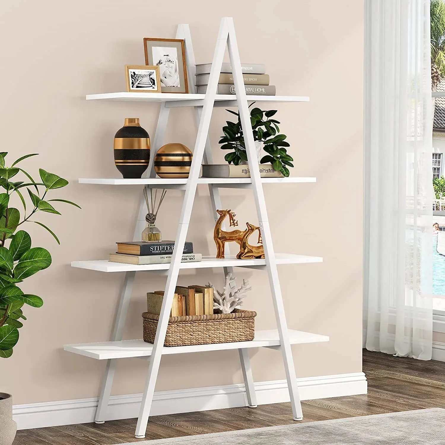 4-Tier Bookshelf Industrial Bookcase