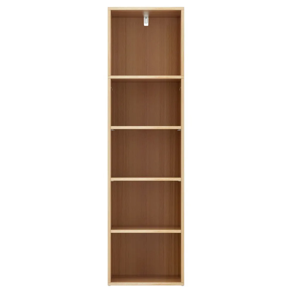 5-Tier Adjustable Bookshelf, Anti-Tip, Pine - Artiss MILO