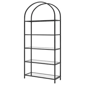 5 Tier Glass Bookshelf, Metal Frame, Adjustable Feet - VASAGLE