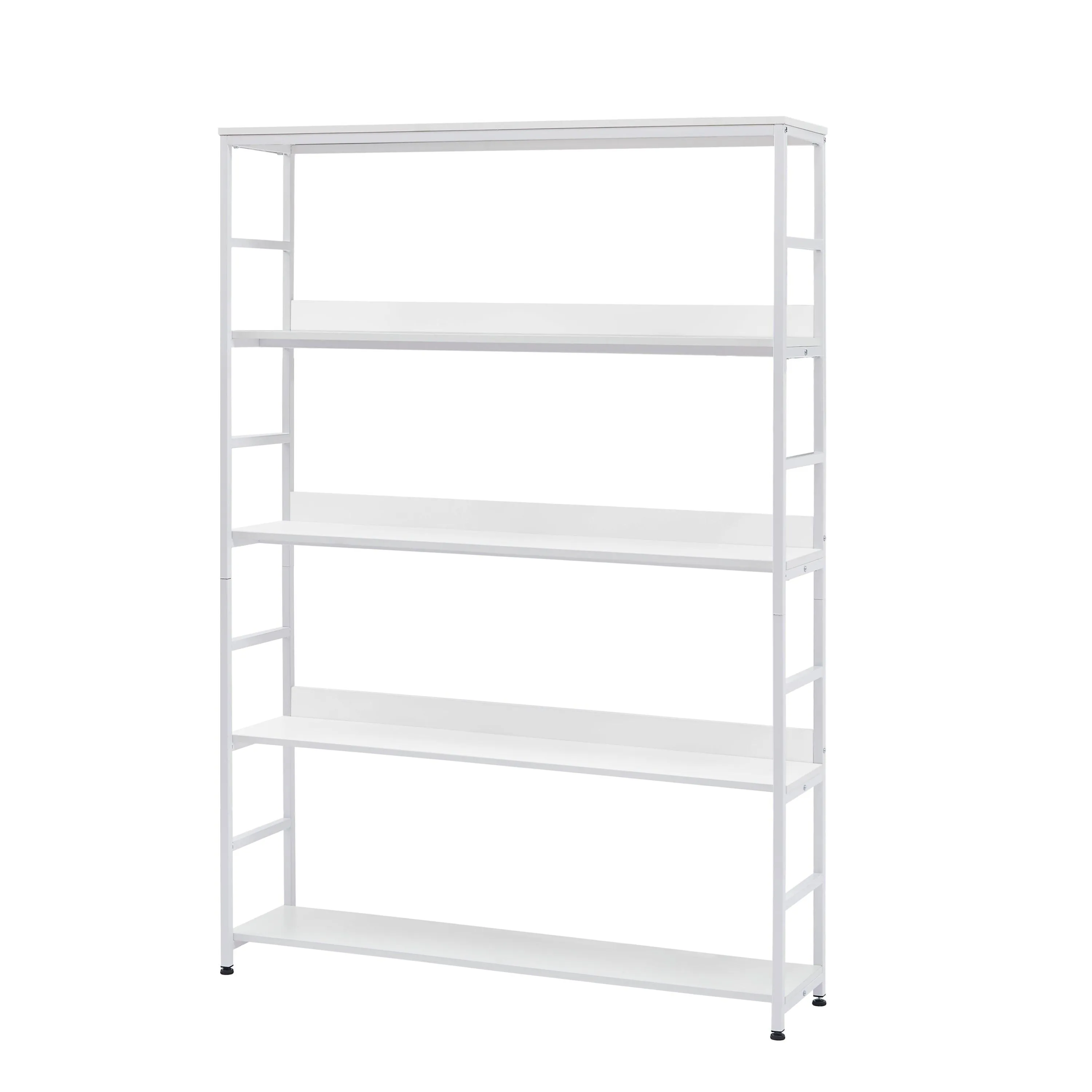 5-Tier Home Office Bookcase, Open Metal Frame Large 5 Shelf Storage, White