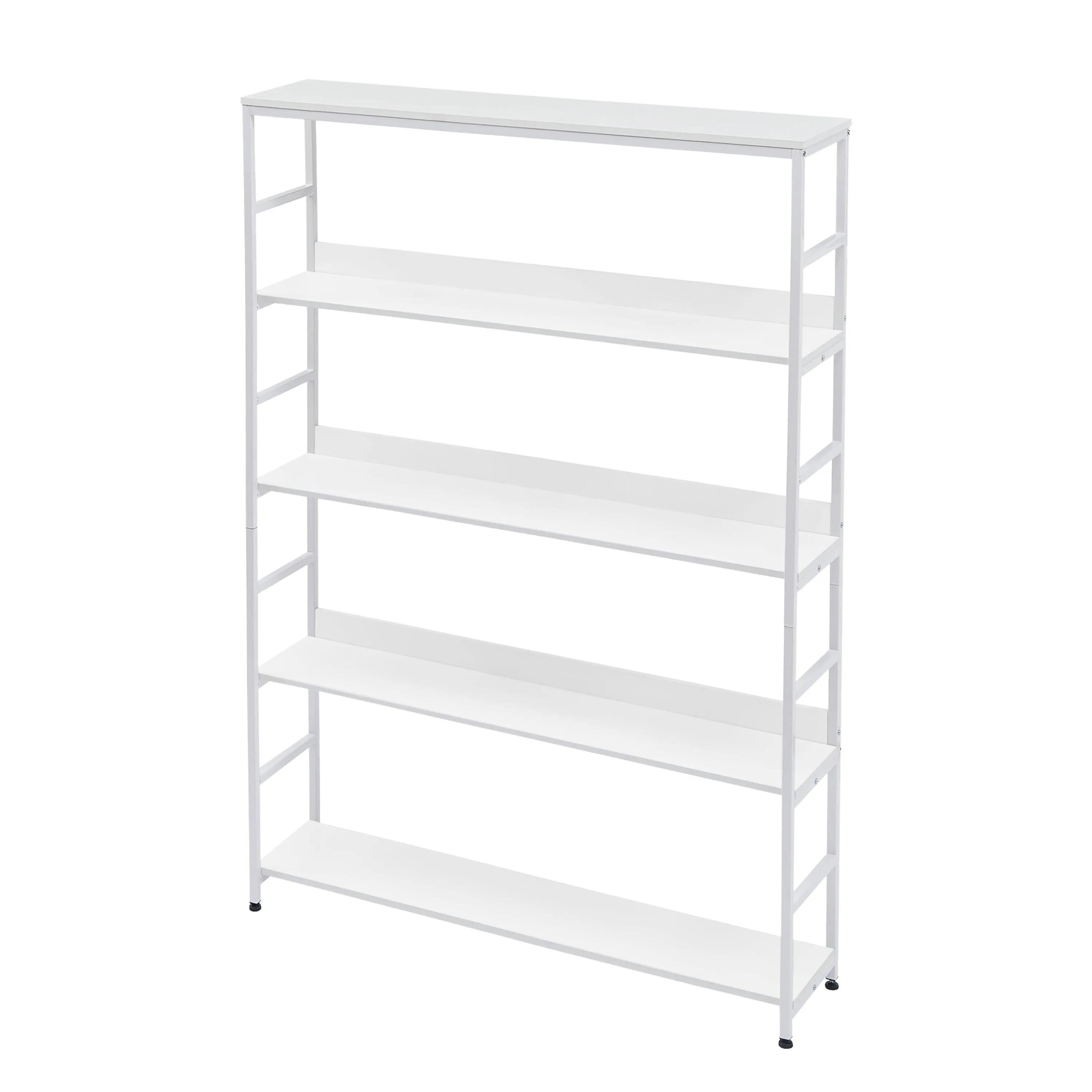 5-Tier Home Office Bookcase, Open Metal Frame Large 5 Shelf Storage, White