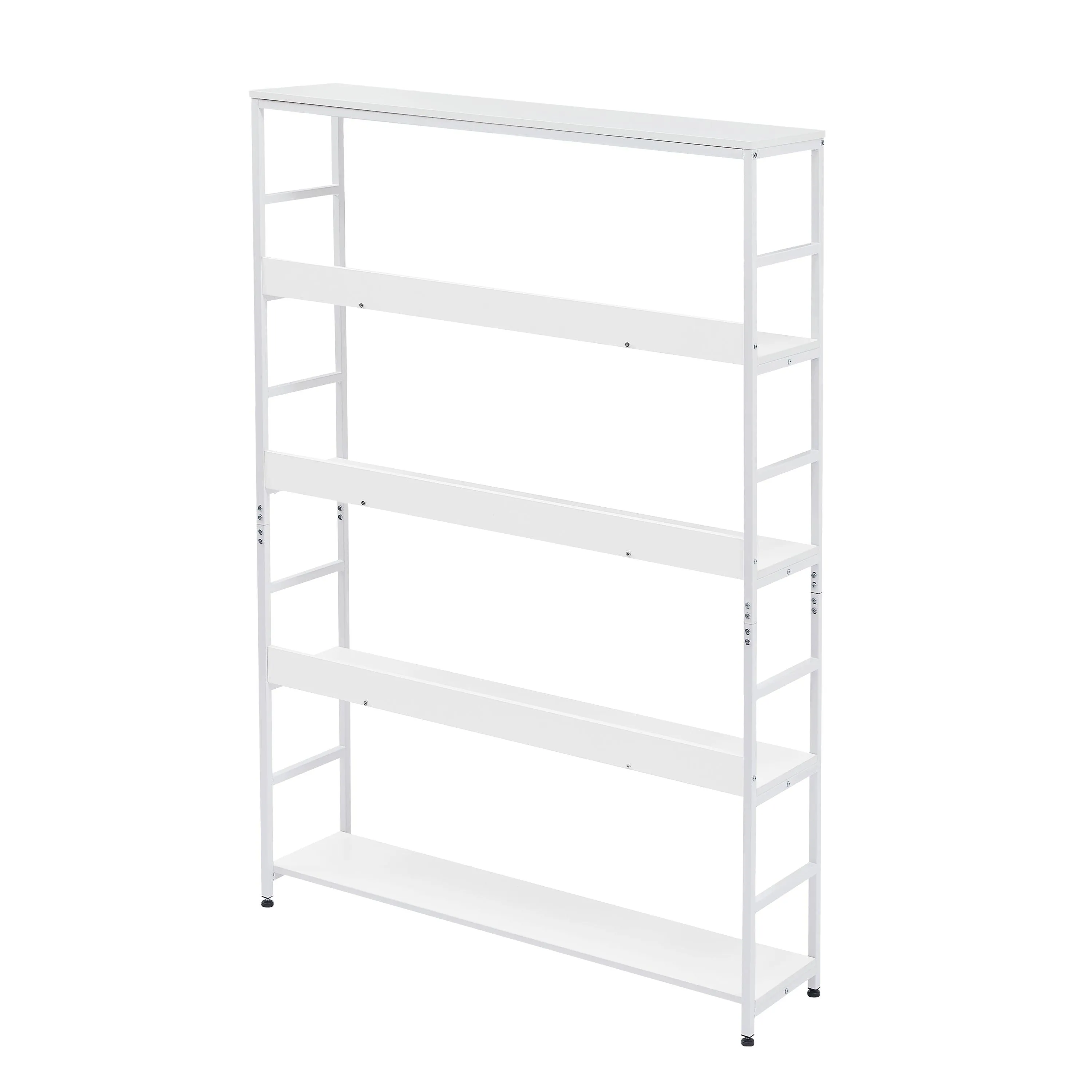 5-Tier Home Office Bookcase, Open Metal Frame Large 5 Shelf Storage, White