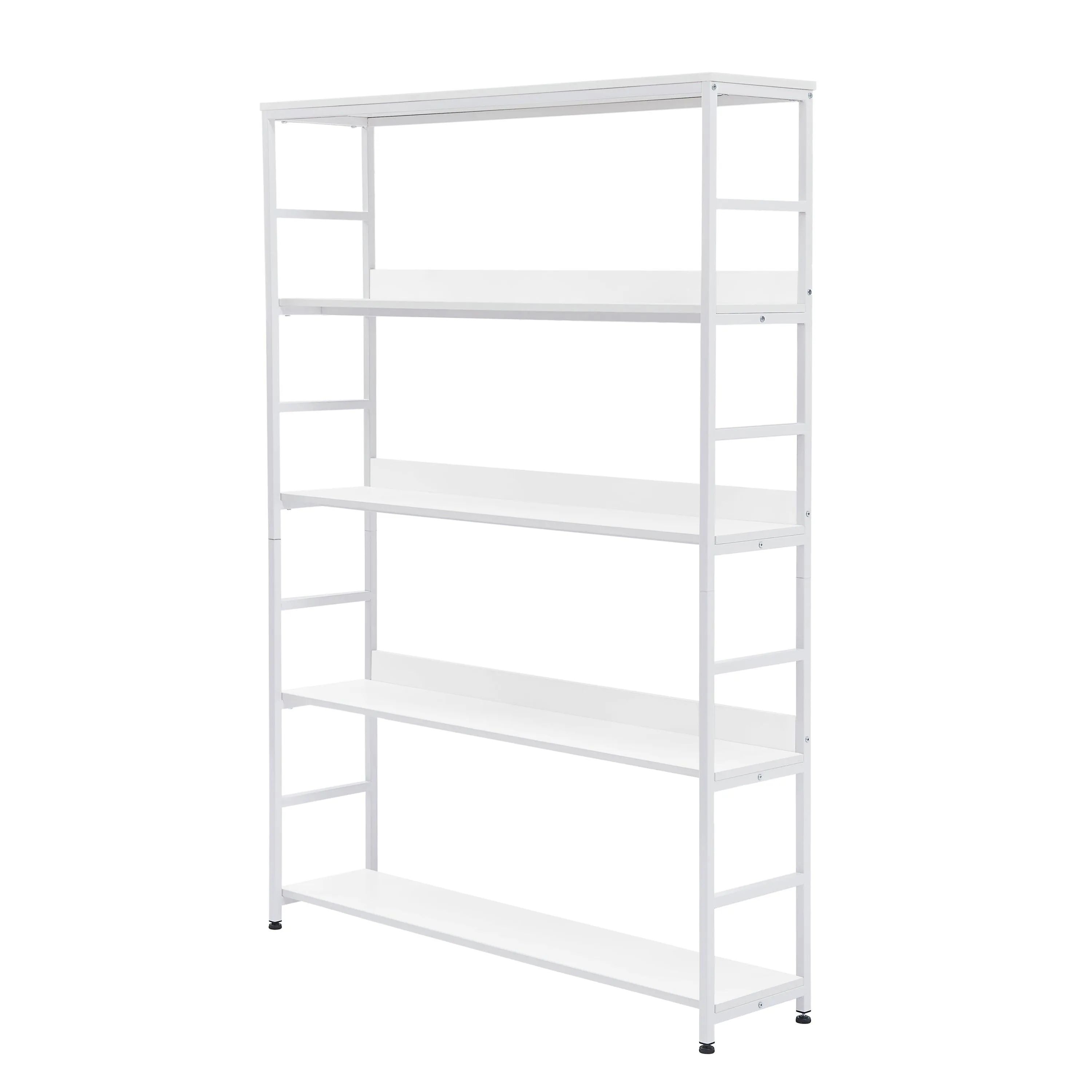 5-Tier Home Office Bookcase, Open Metal Frame Large 5 Shelf Storage, White