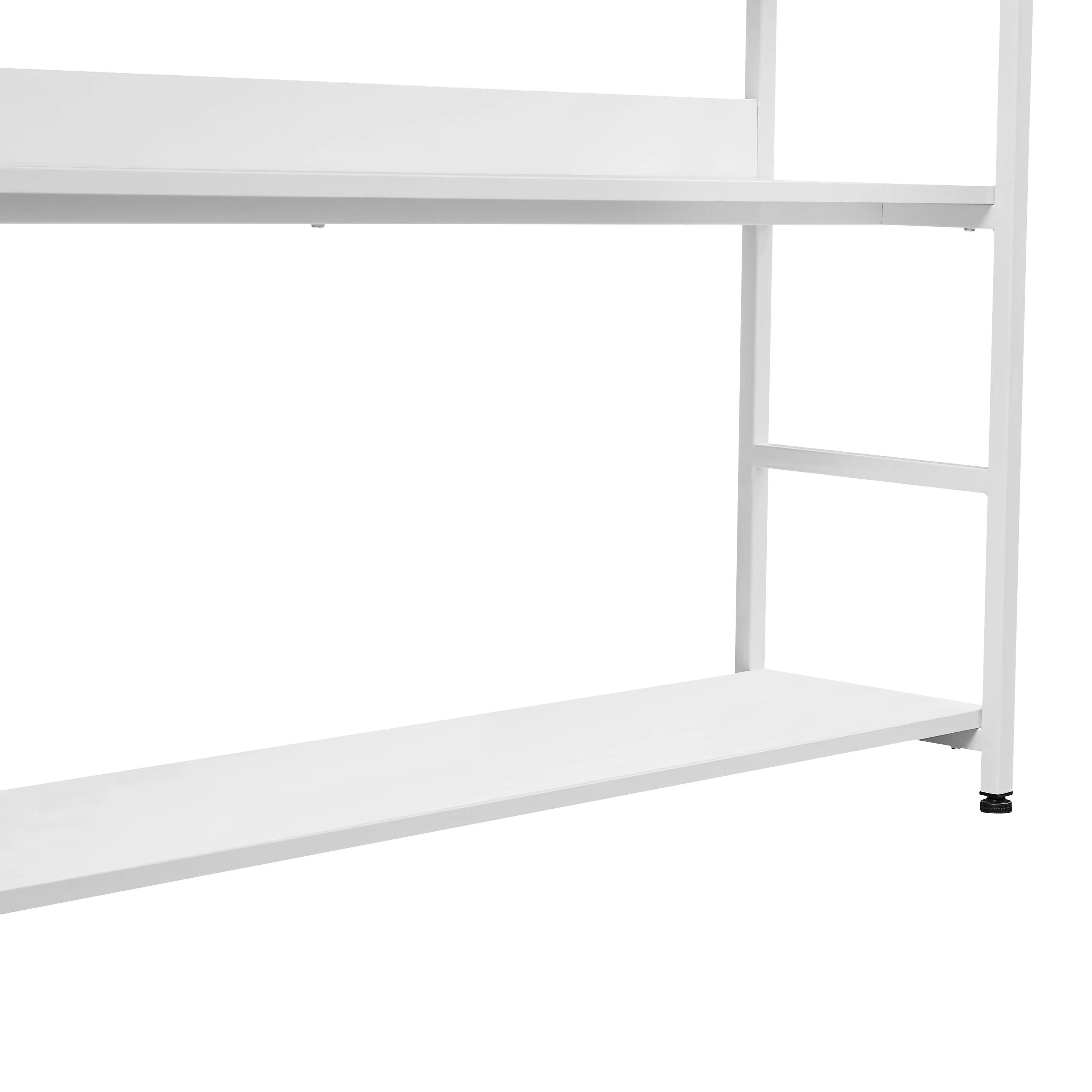 5-Tier Home Office Bookcase, Open Metal Frame Large 5 Shelf Storage, White