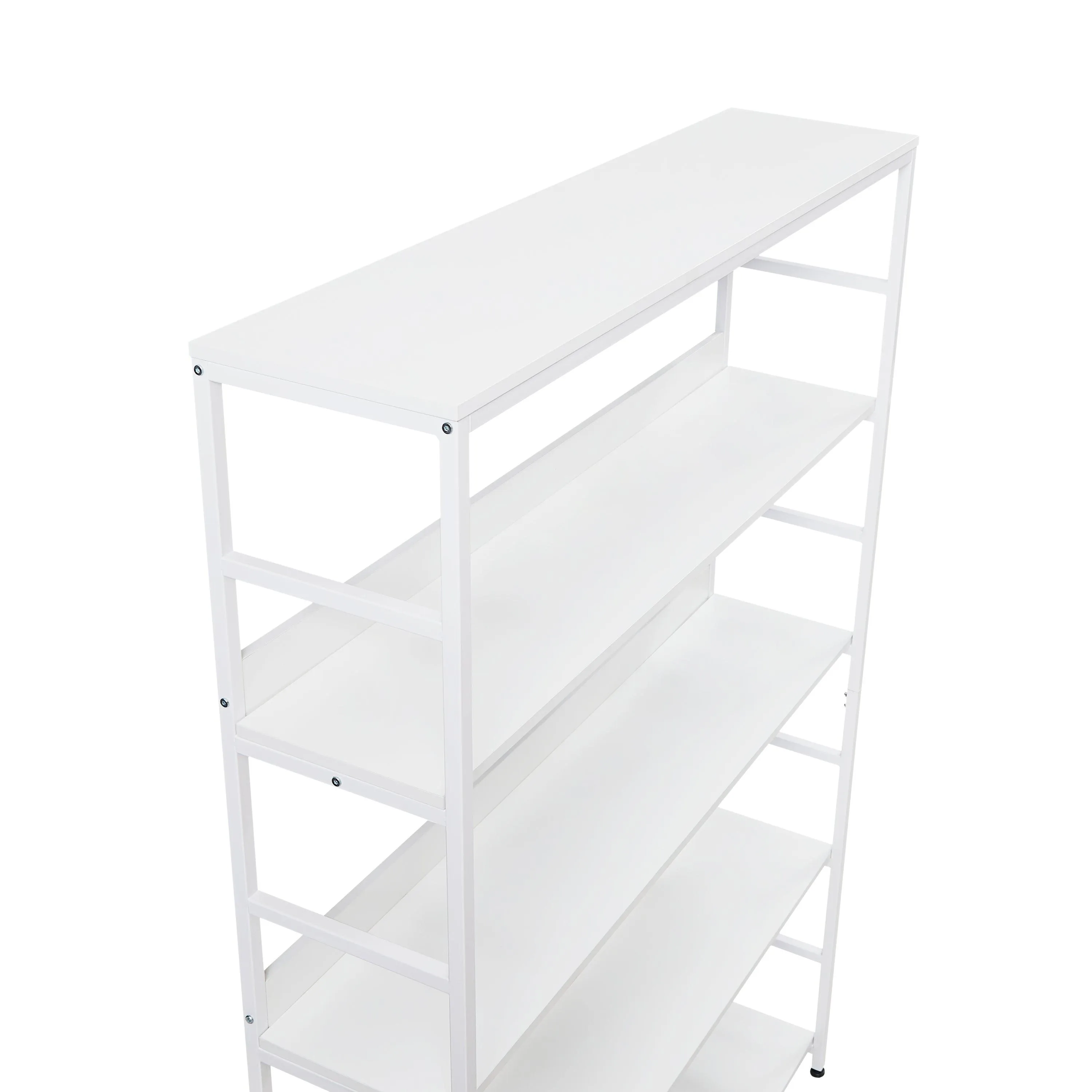 5-Tier Home Office Bookcase, Open Metal Frame Large 5 Shelf Storage, White