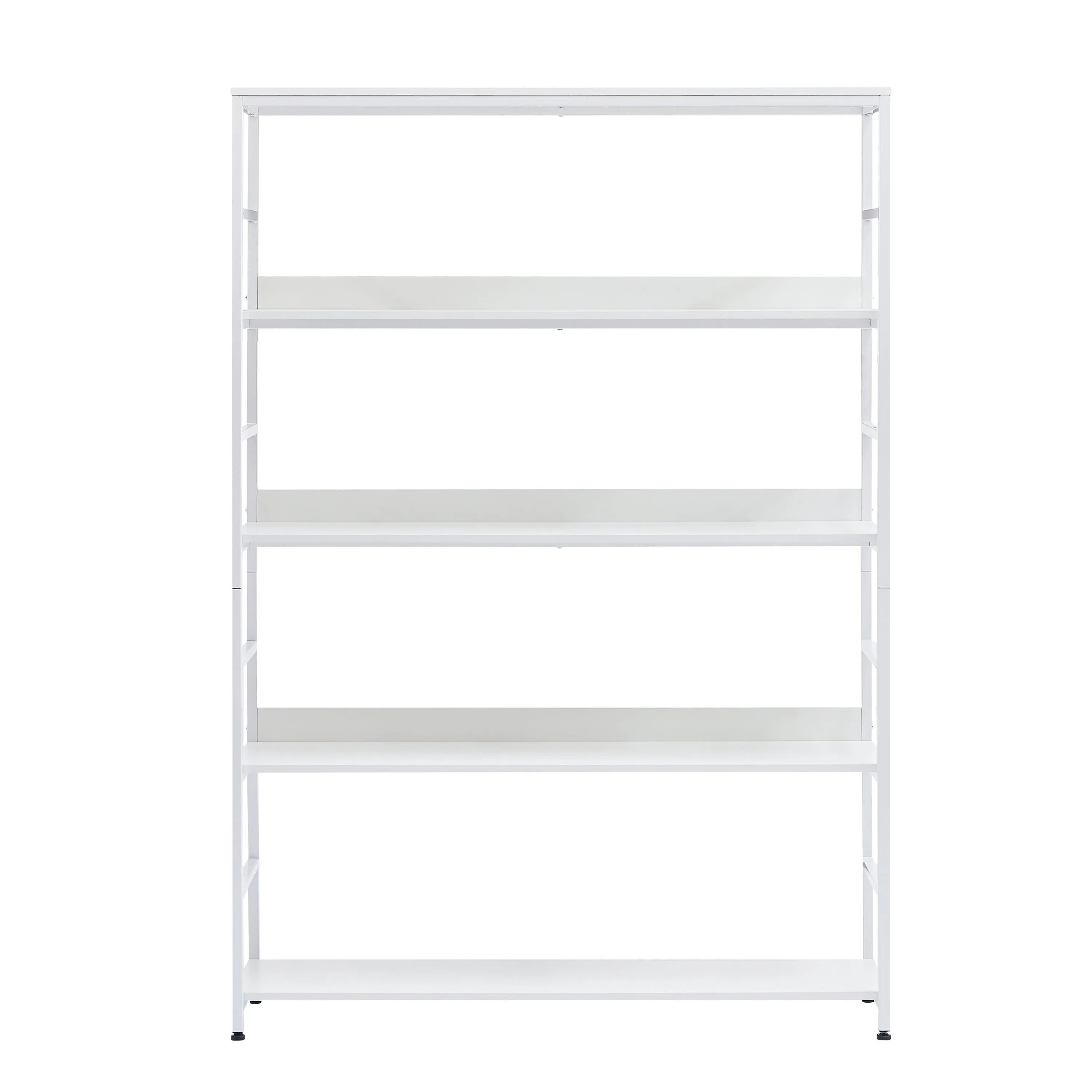 5-Tier Home Office Bookcase, Open Metal Frame Large 5 Shelf Storage, White