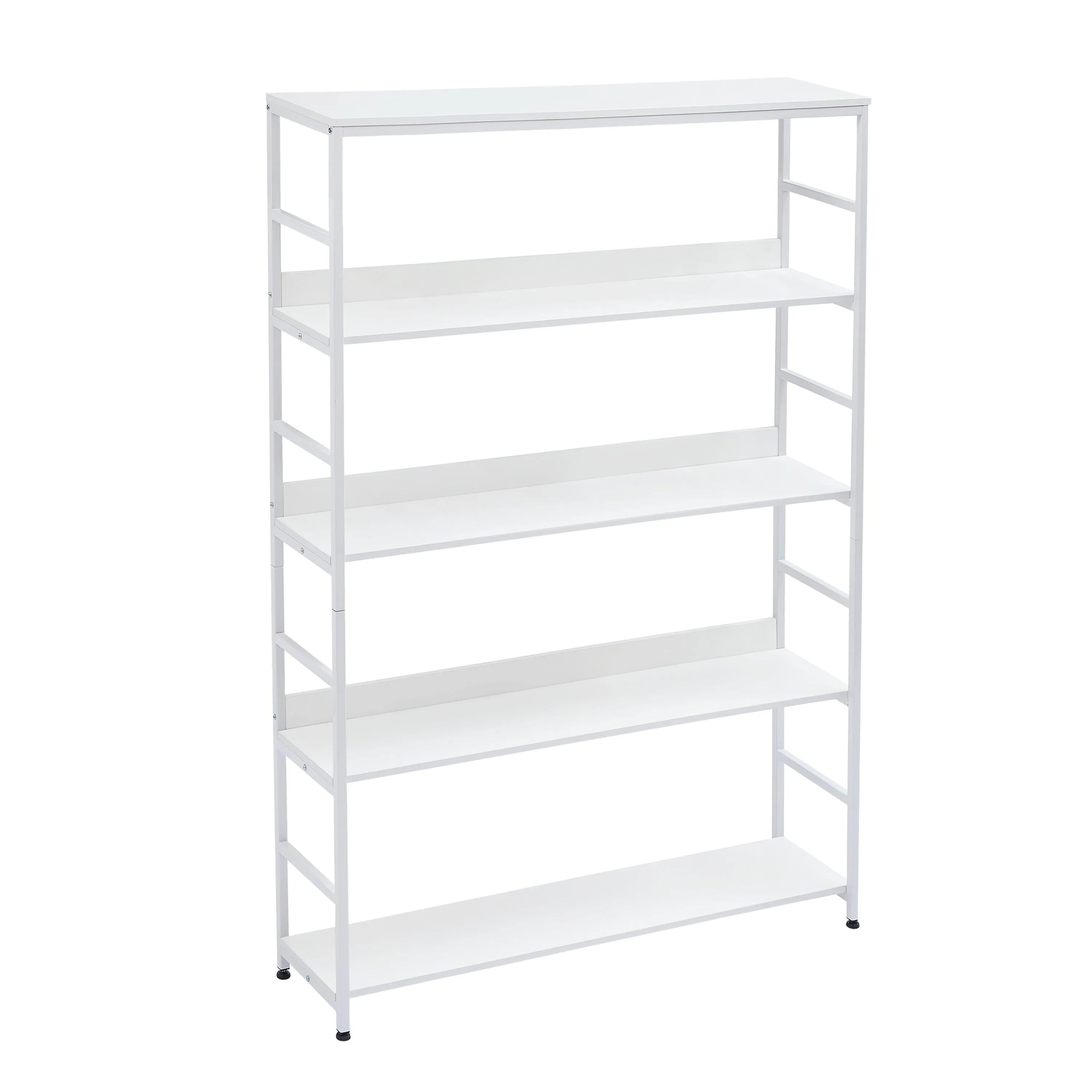 5-Tier Home Office Bookcase, Open Metal Frame Large 5 Shelf Storage, White