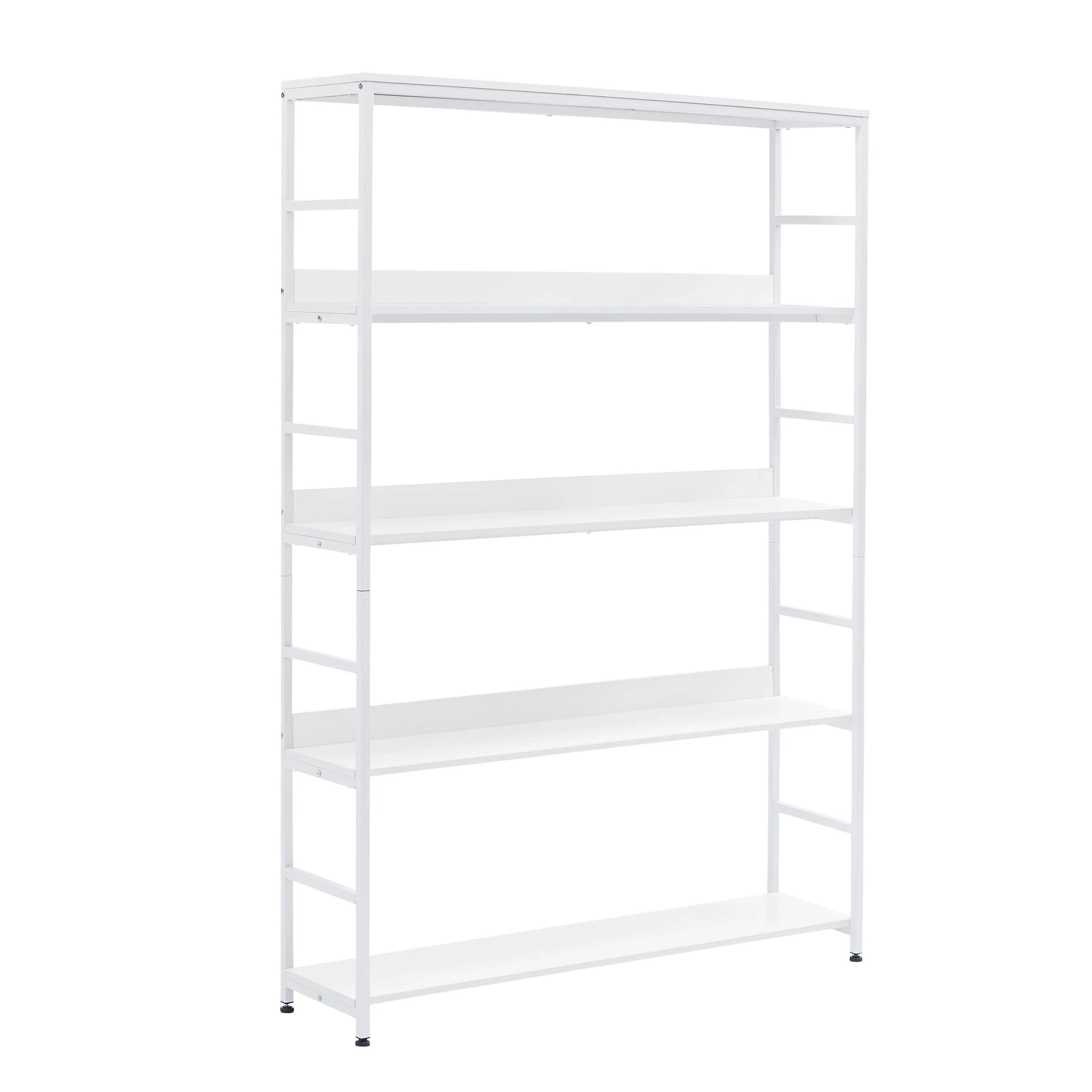 5-Tier Home Office Bookcase, Open Metal Frame Large 5 Shelf Storage, White