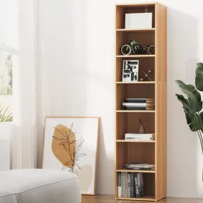 7-Tier Adjustable Bookshelf with Anti-Tip Kit Pine Artiss