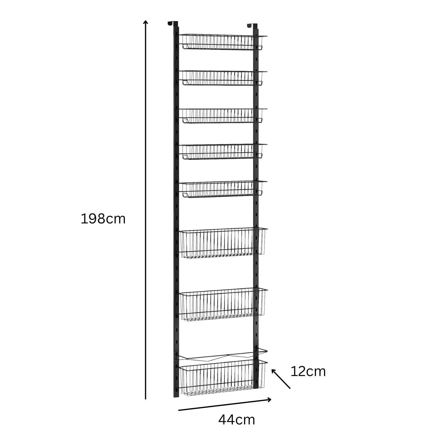 8 Tier Adjustable Metal Over Door Pantry Organizer Rack