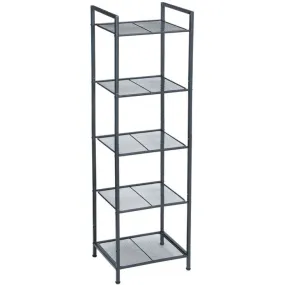 Adjustable 5-Tier Metal Bathroom Shelf Storage Rack, Black