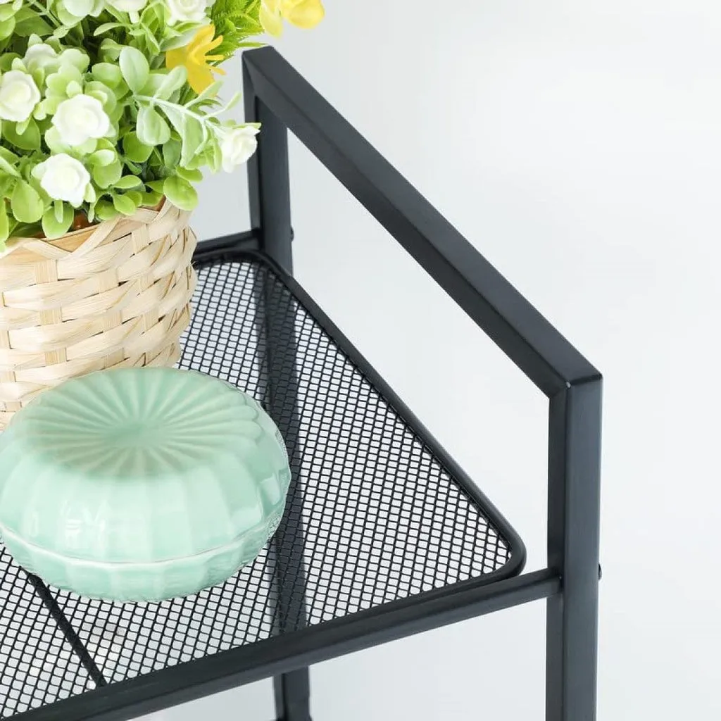 Adjustable 5-Tier Metal Bathroom Shelf Storage Rack, Black