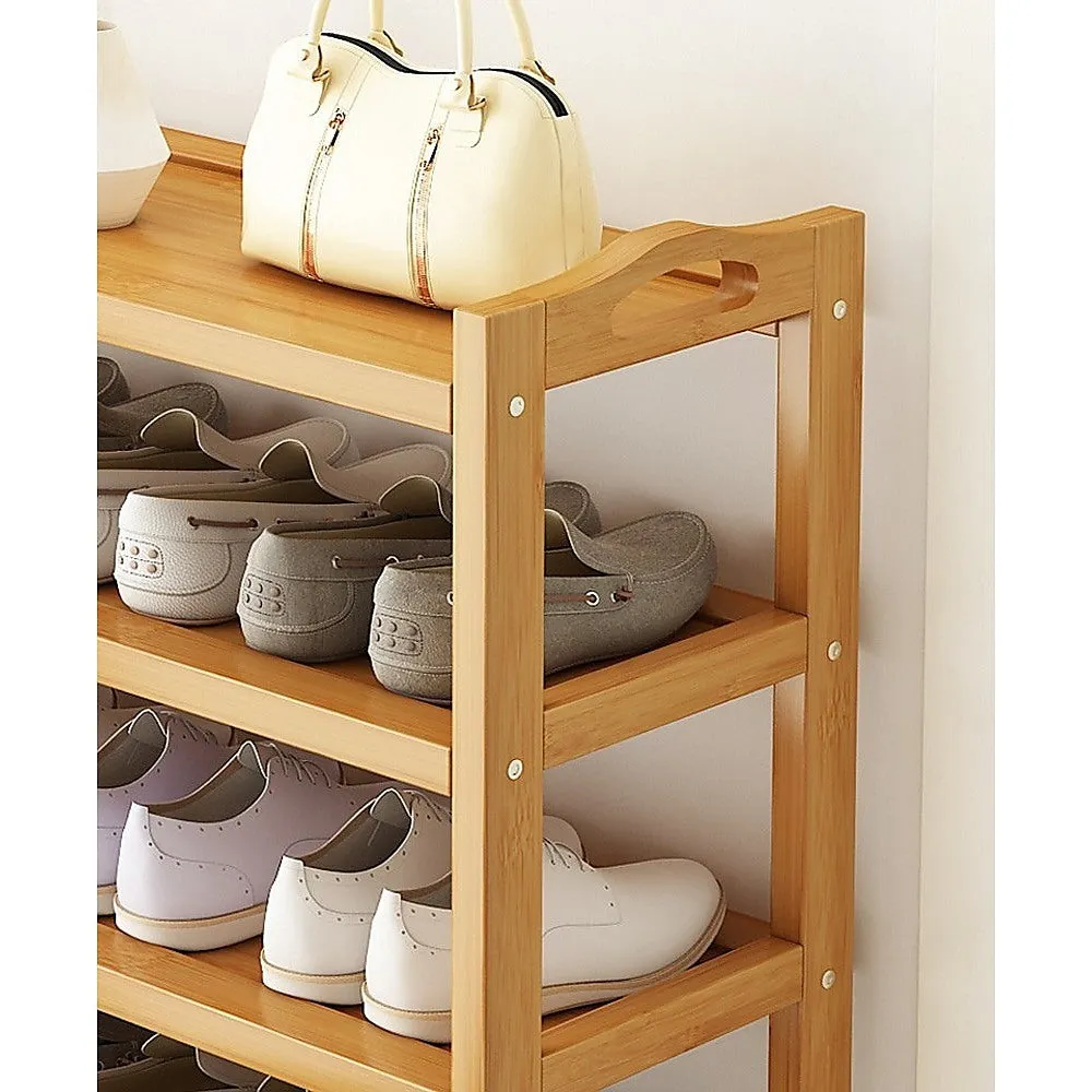 Adjustable 6-Tier Bamboo Shoe Rack for Entryway Storage