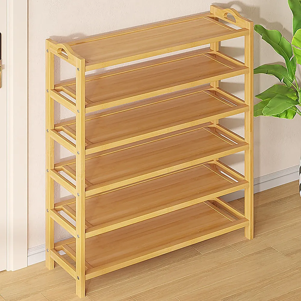 Adjustable 6-Tier Bamboo Shoe Rack for Entryway Storage