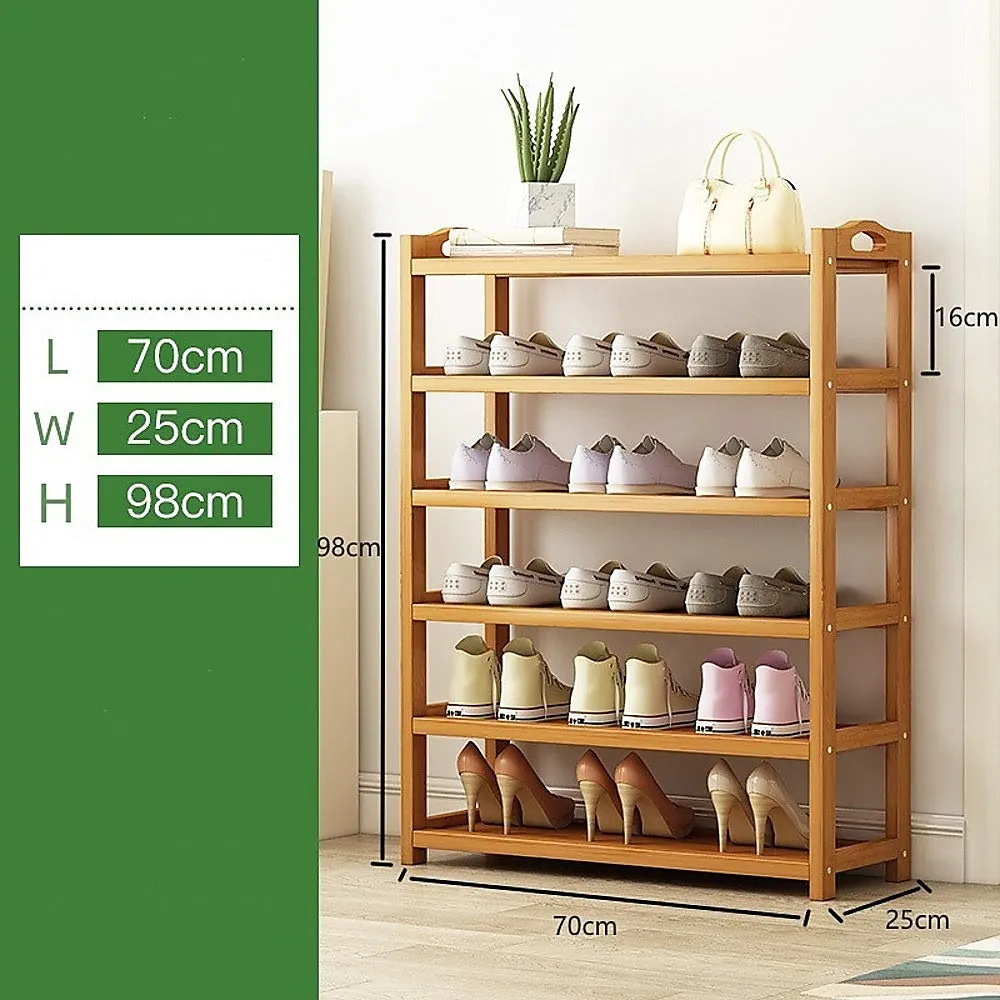 Adjustable 6-Tier Bamboo Shoe Rack for Entryway Storage