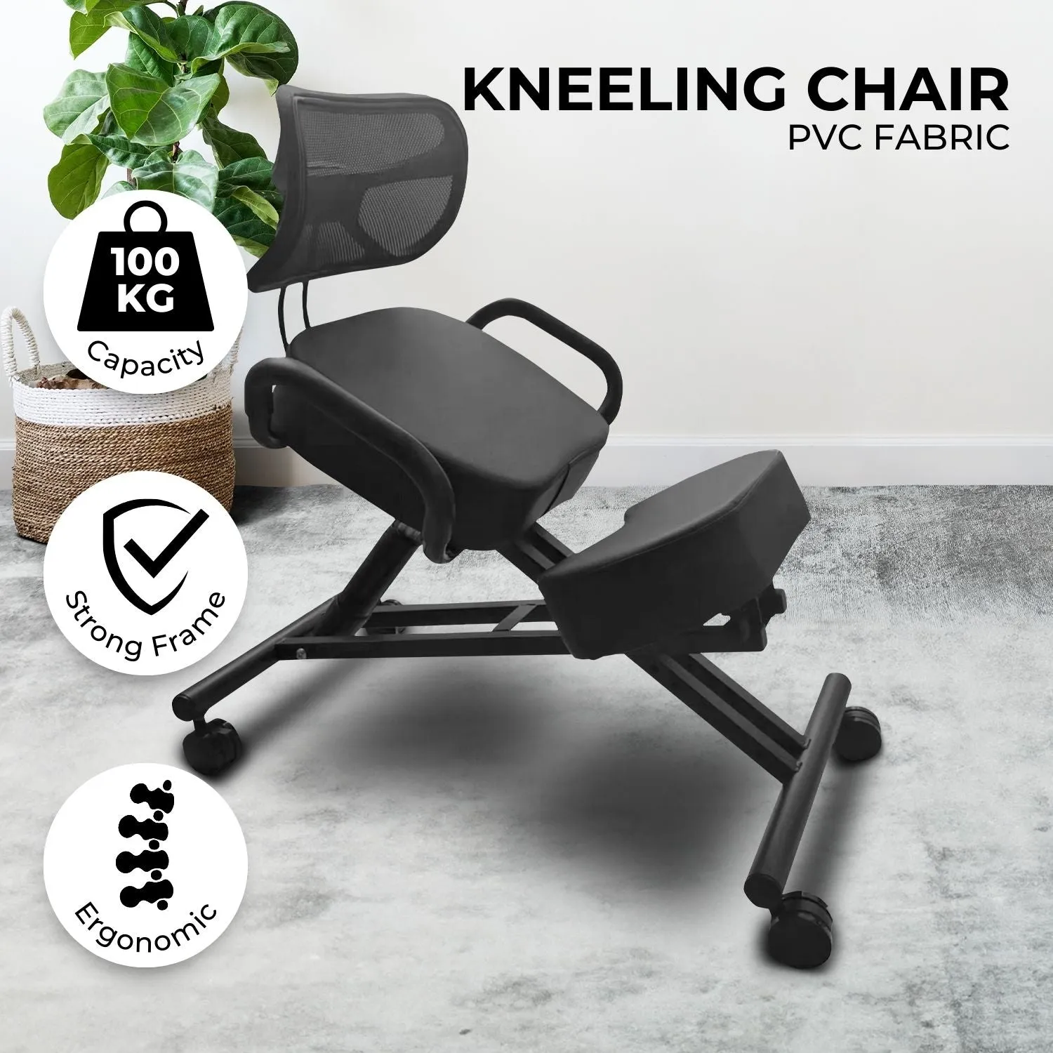 Adjustable Ergonomic Kneeling Chair with Brake Wheels - EKKIO