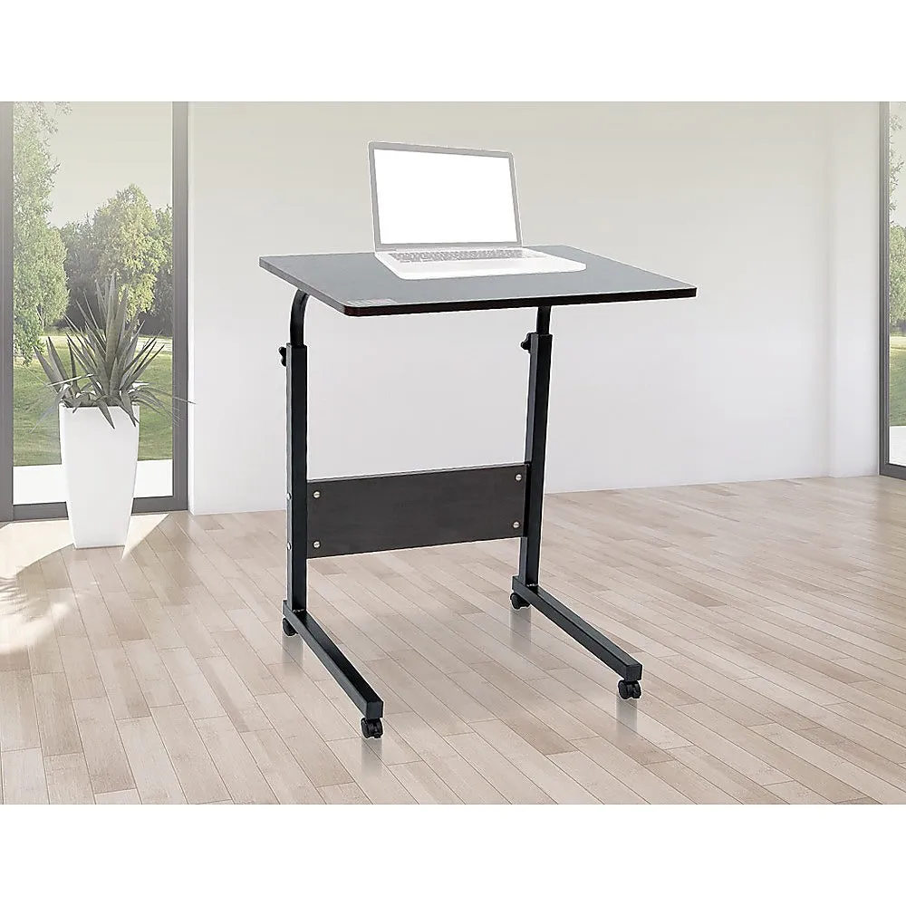 Adjustable Height Mobile Laptop Desk, 360° Rotation, Walnut