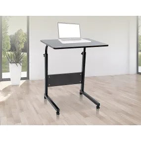 Adjustable Height Mobile Laptop Desk, 360° Rotation, Walnut