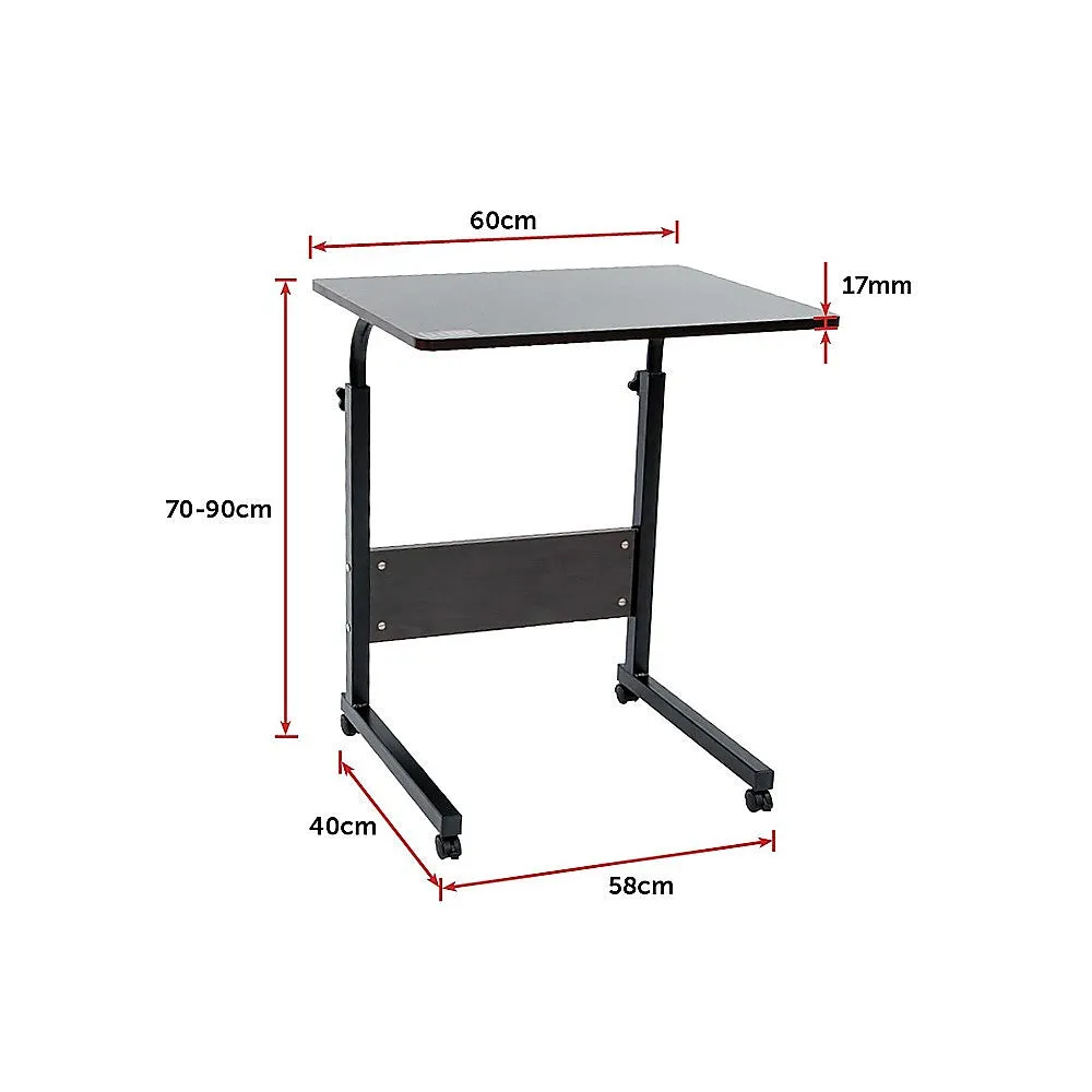 Adjustable Height Mobile Laptop Desk, 360° Rotation, Walnut