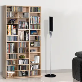 Adjustable Oak Bookshelf CD/DVD Storage Rack - Artiss