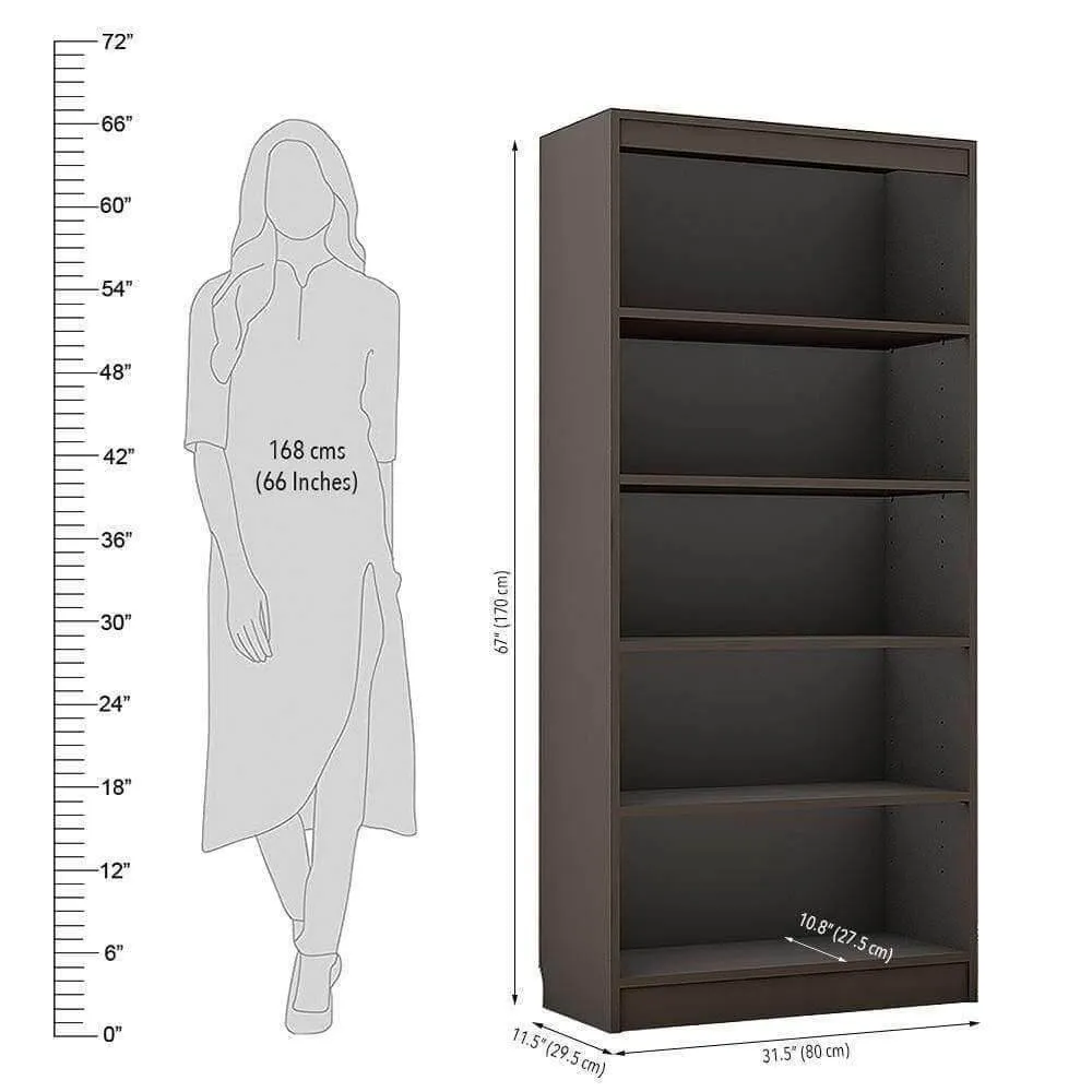 Alpha Bookshelf, 5 shelf, 67" high, Slate Grey