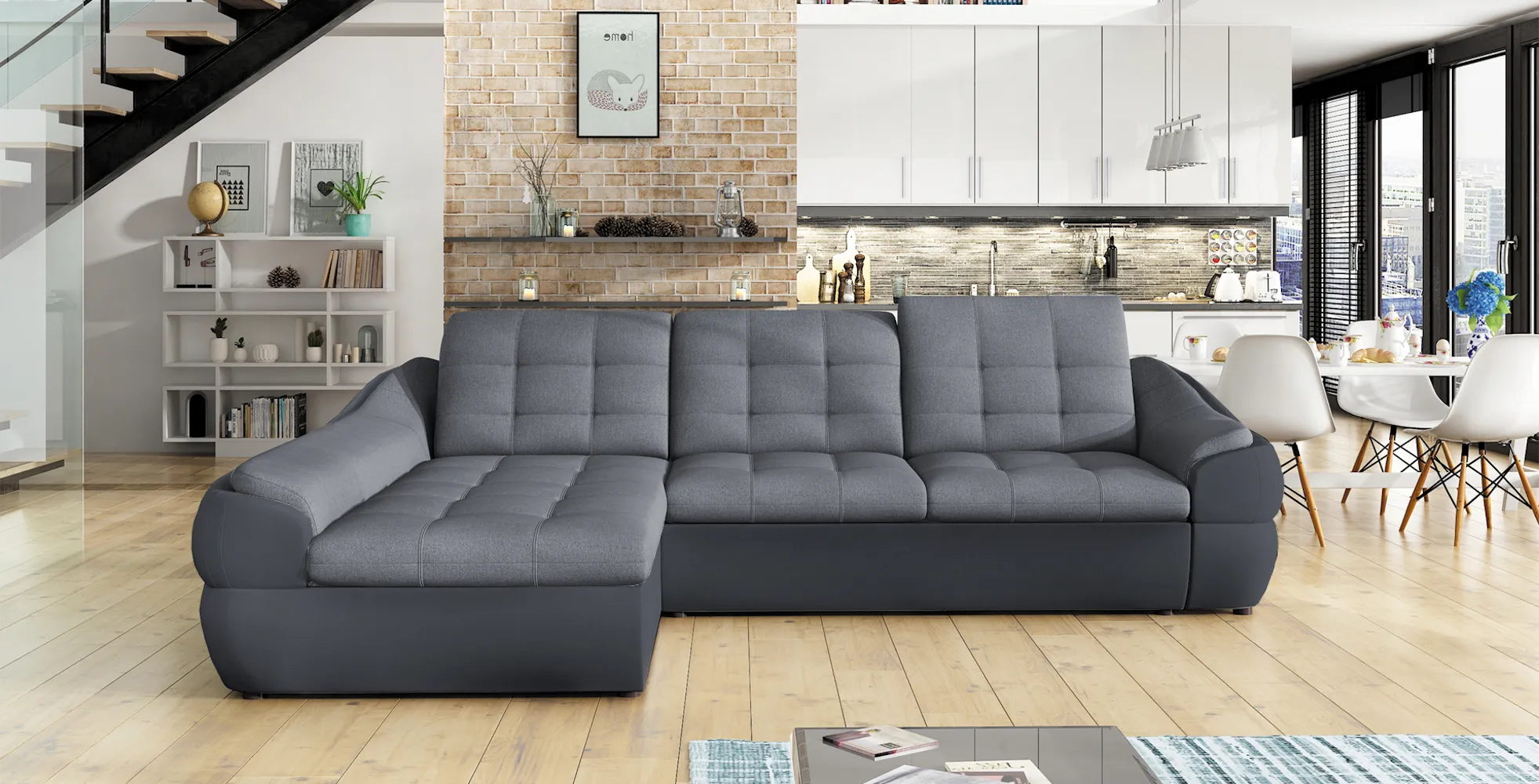 ALVARO MINI 114"x 74.5" Wide Sleeper Sectional with Storage