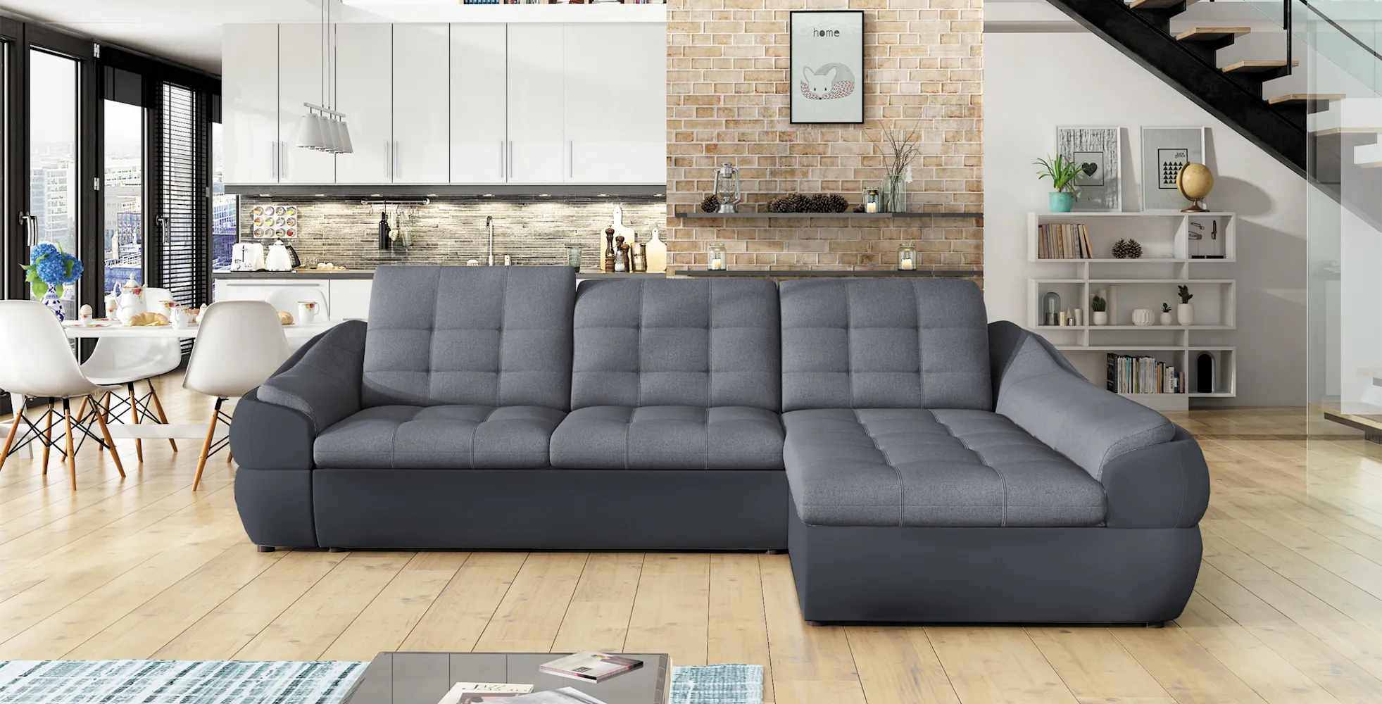 ALVARO MINI 114"x 74.5" Wide Sleeper Sectional with Storage