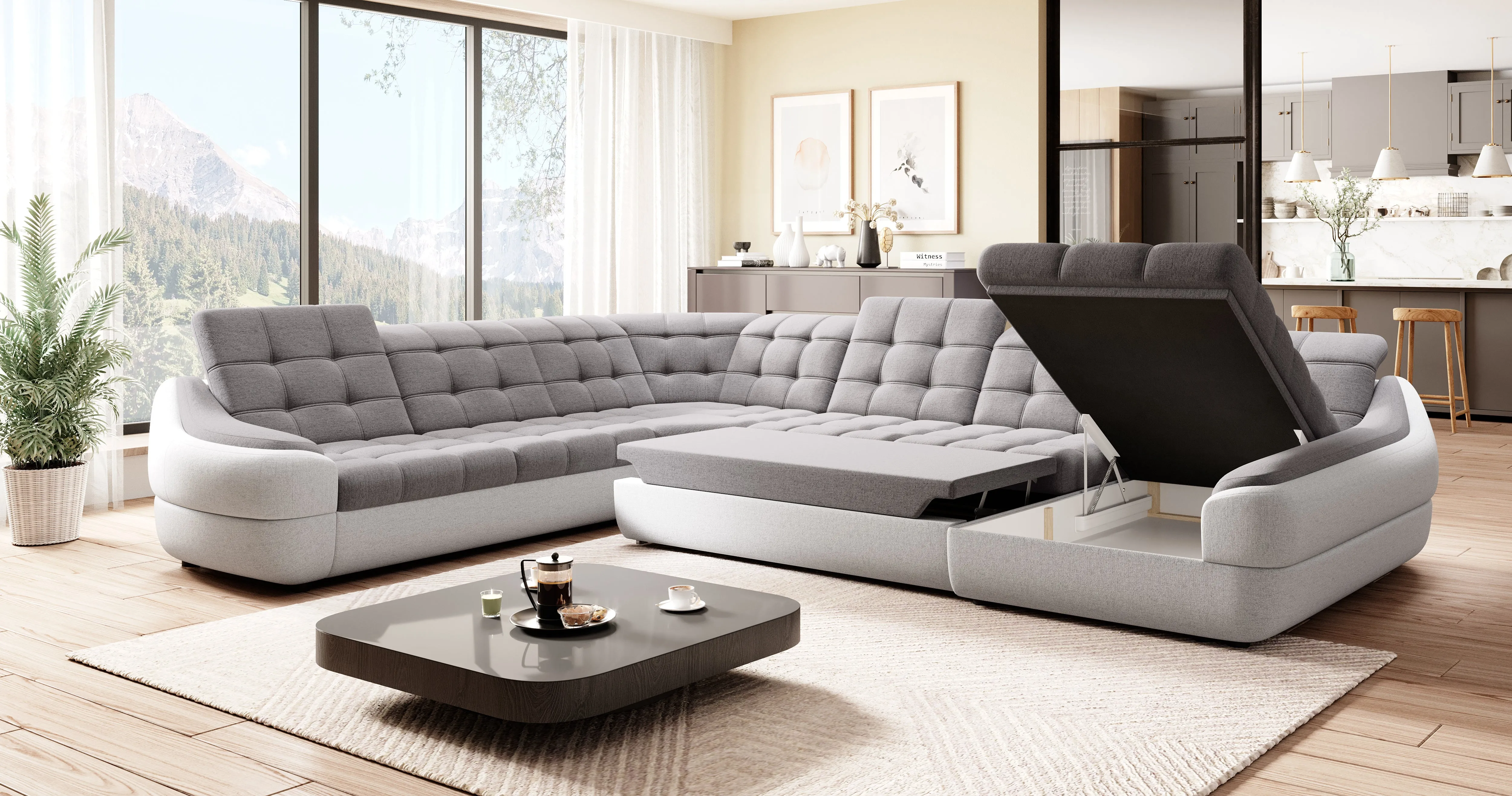 ALVARO XL 153"x 122"x 74.5" Wide Sleeper Sectional with Storage