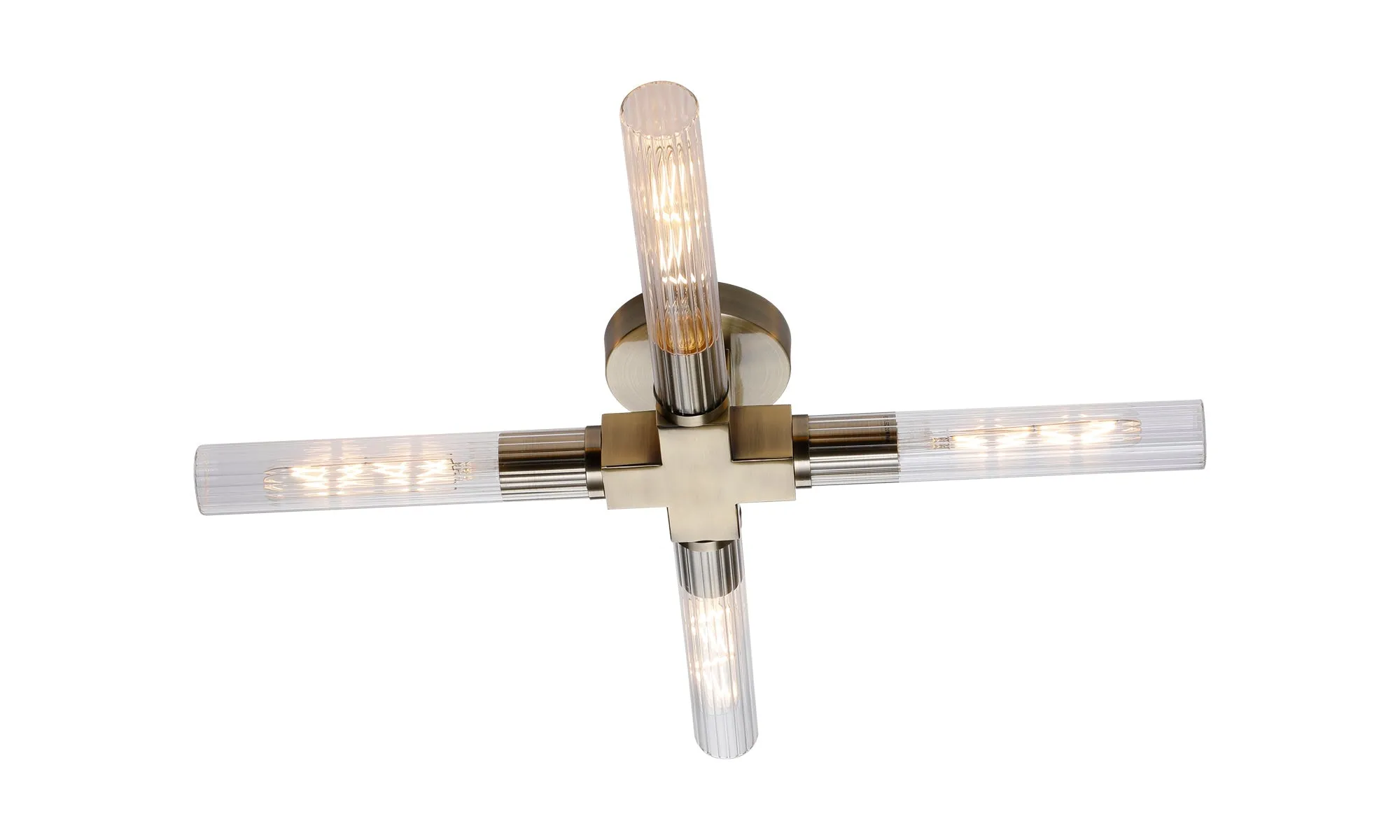 Asti 2/4 Light Ceiling, E27, IP44, Antique Brass/Satin Nickel/Satin Black Finish