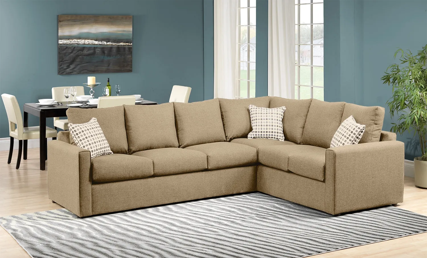 Athina 2-Piece Sectional with Left-Facing Queen Sofa Bed - Mushroom