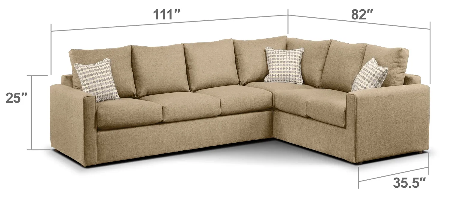 Athina 2-Piece Sectional with Left-Facing Queen Sofa Bed - Mushroom