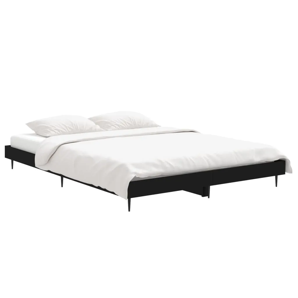 Bed Frame Black 135x190 cm 4FT6 Double Engineered Wood