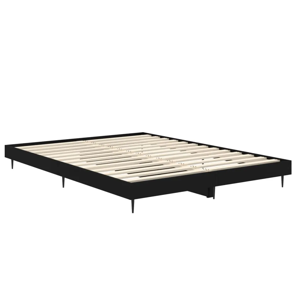 Bed Frame Black 135x190 cm 4FT6 Double Engineered Wood