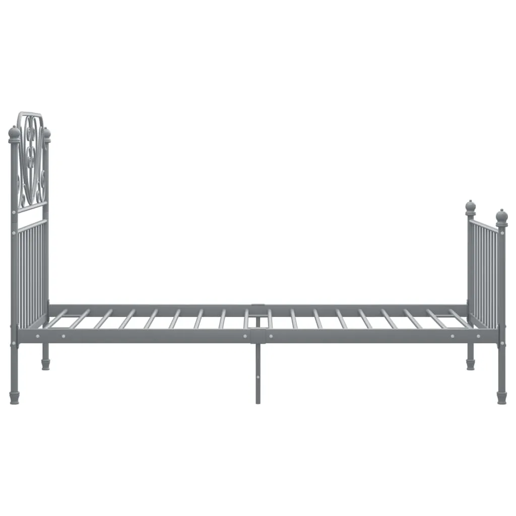 Bed Frame Grey Metal 100x200 cm