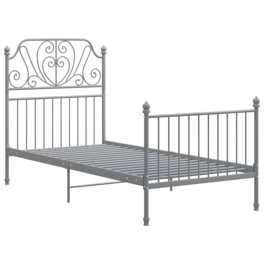 Bed Frame Grey Metal 100x200 cm