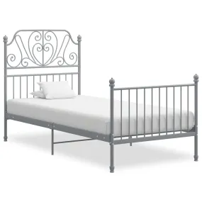 Bed Frame Grey Metal 100x200 cm