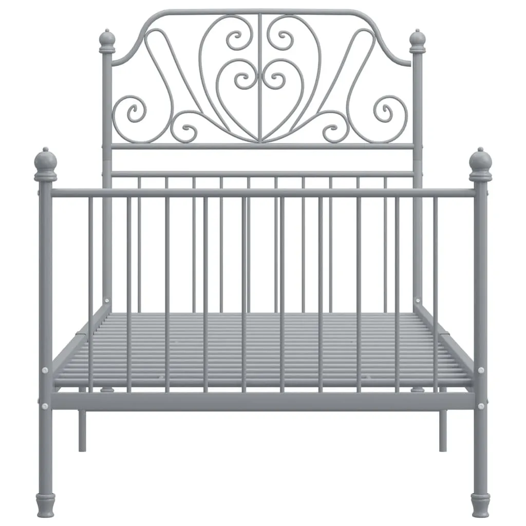 Bed Frame Grey Metal 100x200 cm