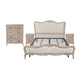 Bedzy Luxe 4 Piece Queen Bedroom Suite Package - White Washed