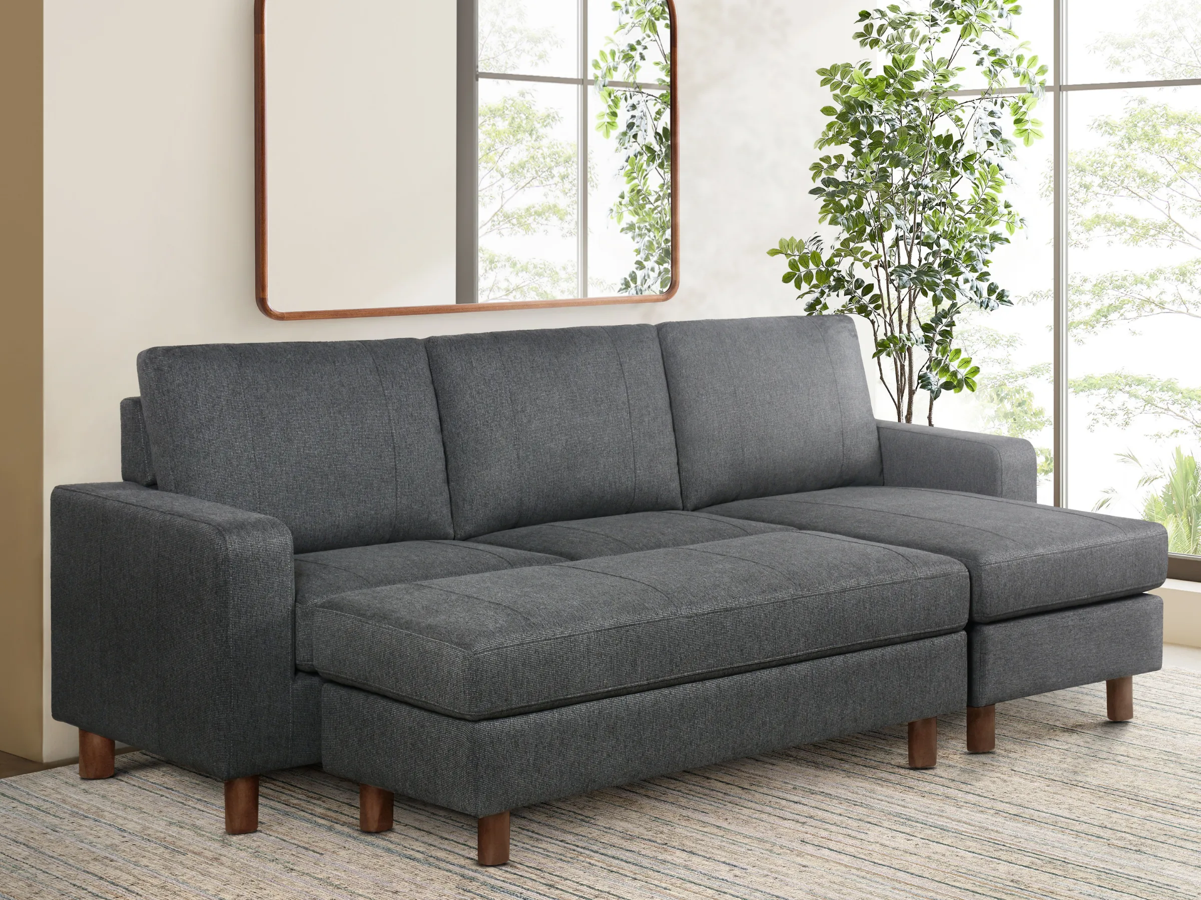 Berkeley Fabric Reversible Sectional And Ottoman