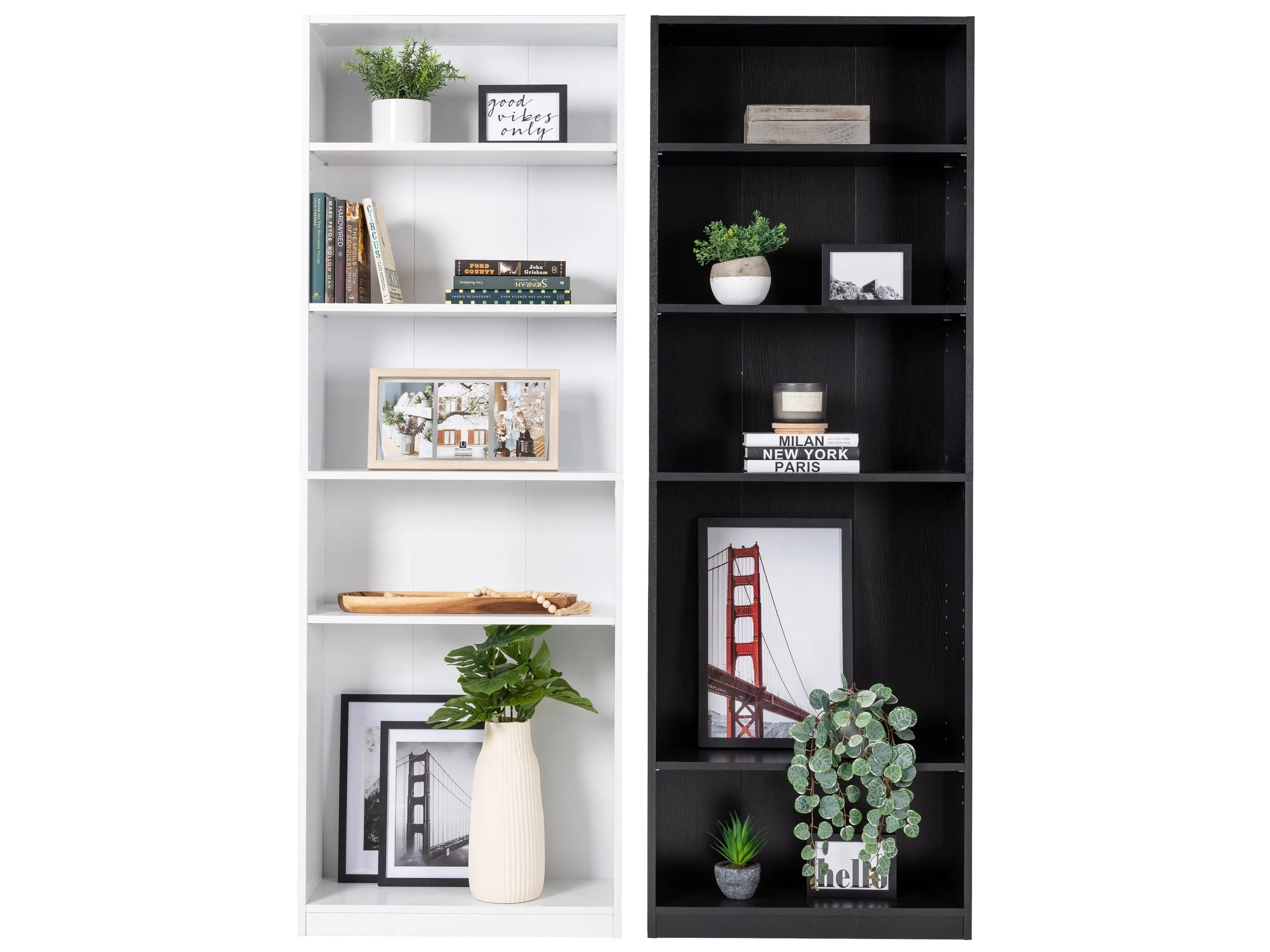 Black 5-Tier Bookshelf