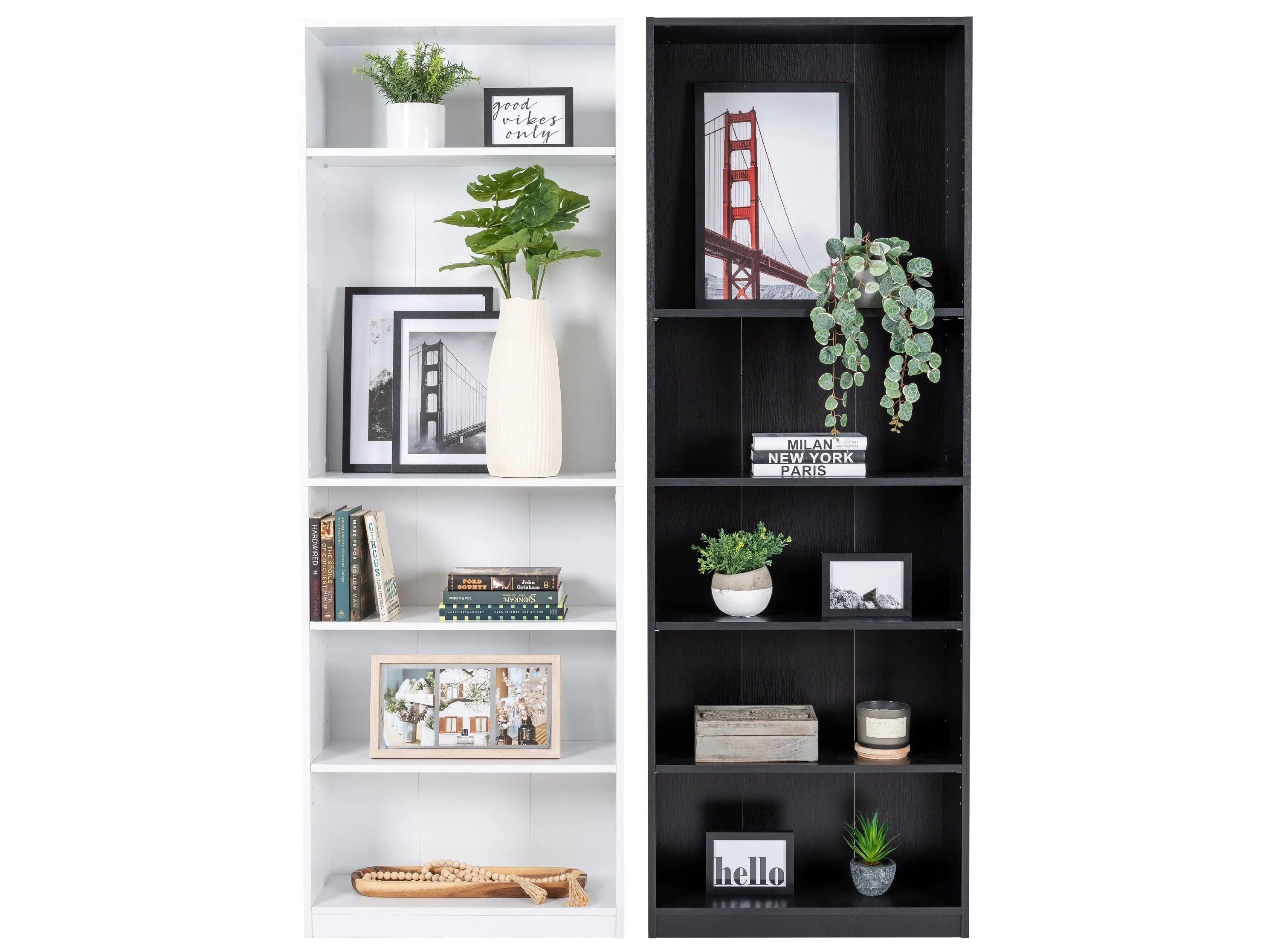 Black 5-Tier Bookshelf