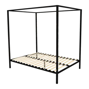 Black Metal Queen Four Poster Bed Frame with Slats