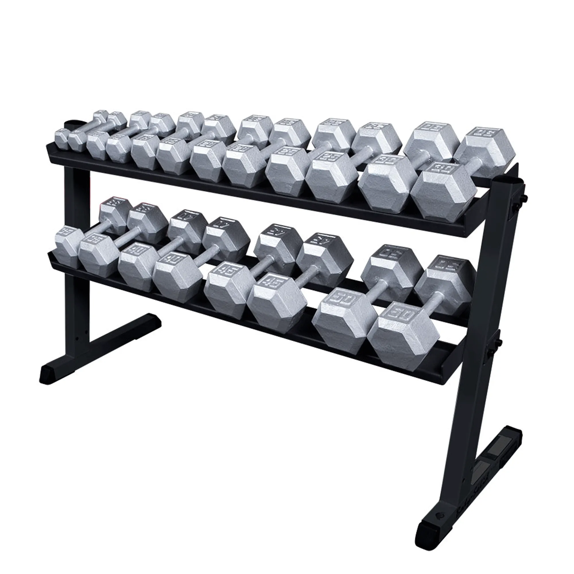 Body Solid 2 Tier Horizontal Dumbbell Rack with Heavy Gauge Steel Construction