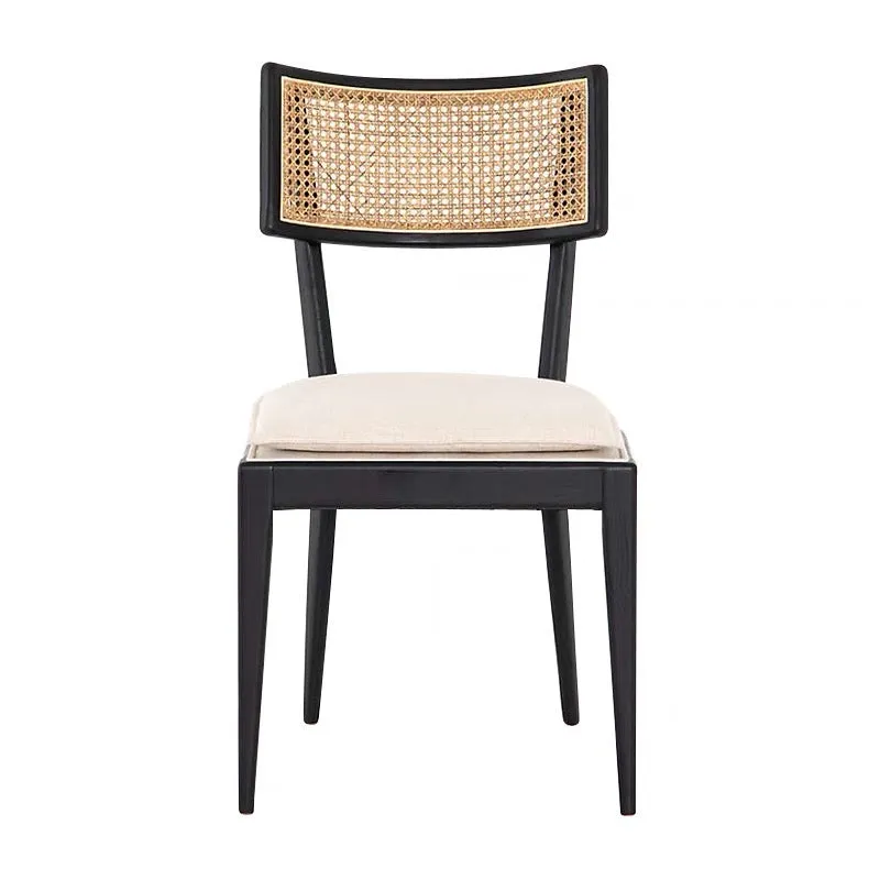 Buro Black Dining Chair with Rattan