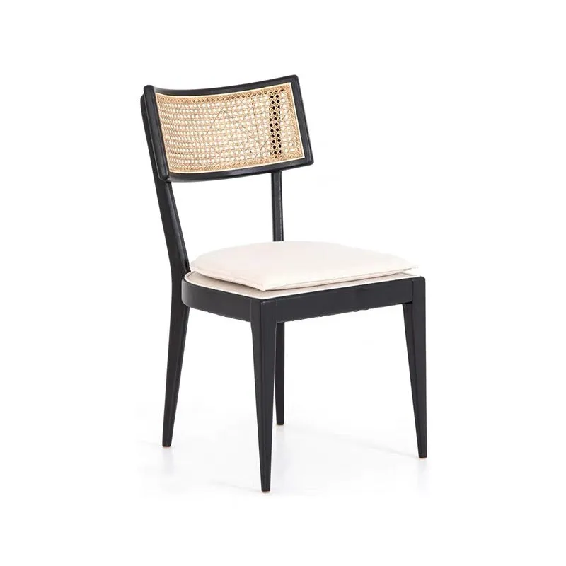 Buro Black Dining Chair with Rattan