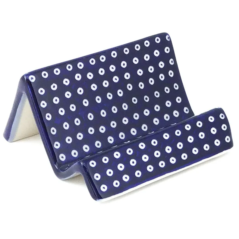 Business Card/Smart Phone Holder in Blue Elegance