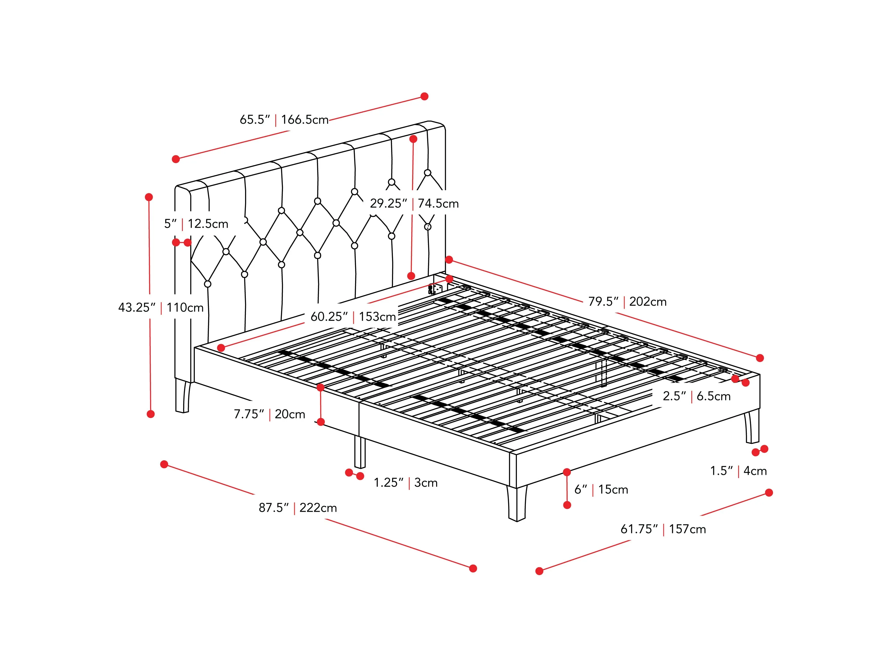 Button-Tufted Upholstered Queen Bed