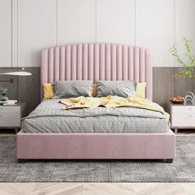 Camira Queen Size Velvet Bed Frame Pink